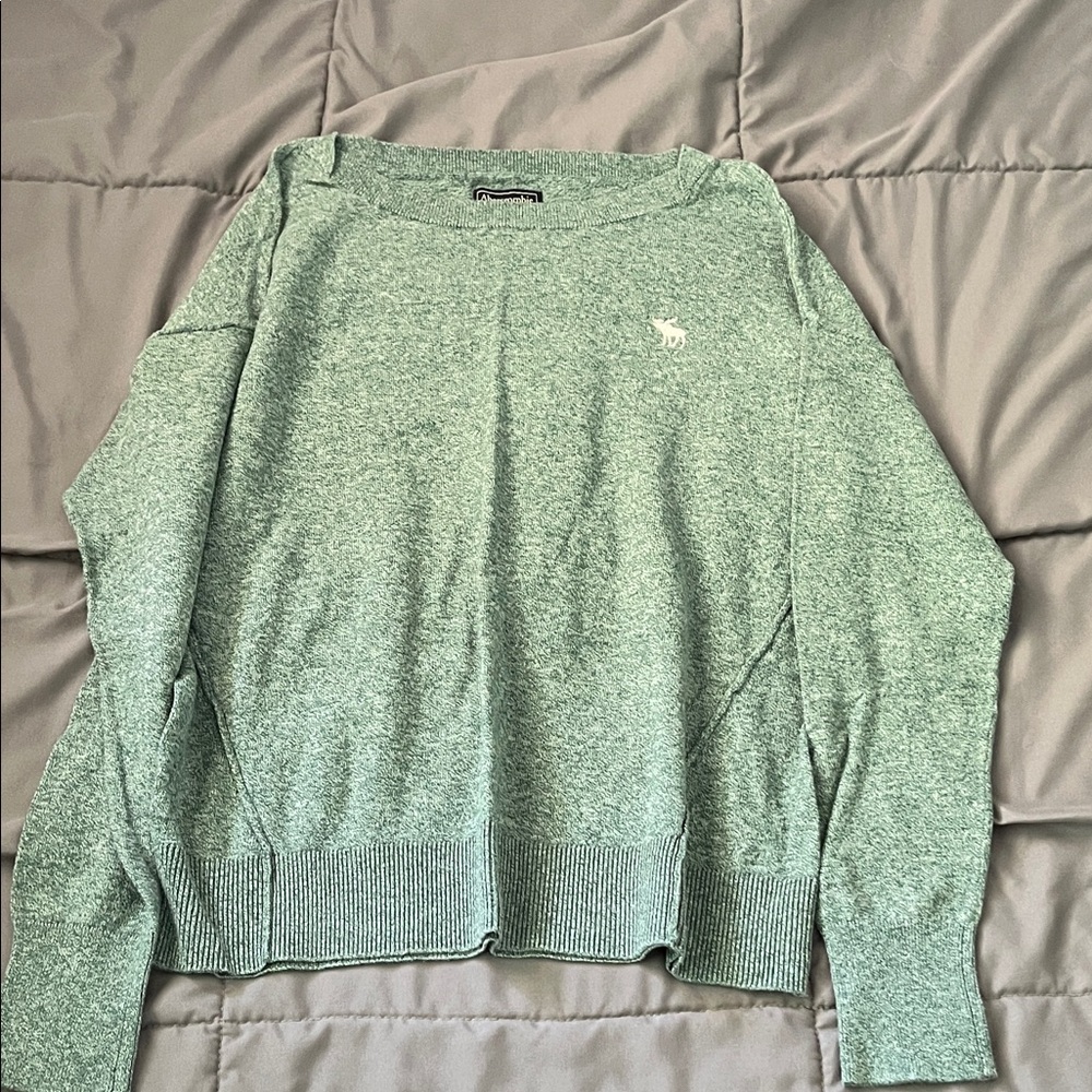 Abercrombie & Fitch Heathered Green Crew Neck Sweater